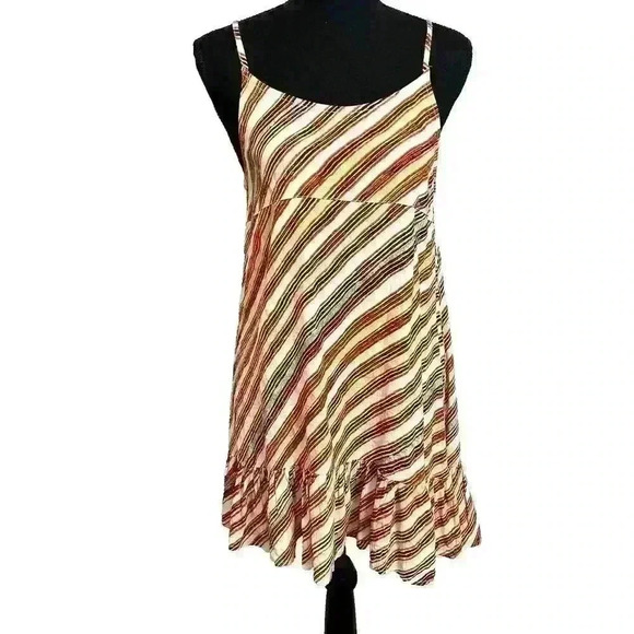 Urban Outfitters Womens Size XS Striped Mini Sun Dress Ruffled Hem 100% Viscose - Picture 2 of 13